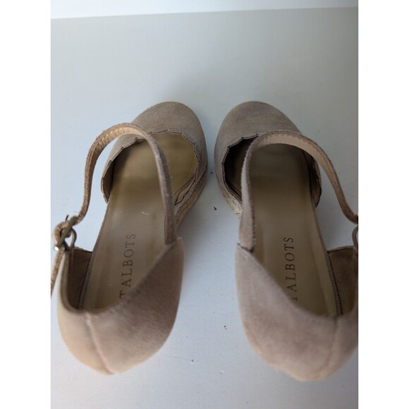 Talbots Lynsday Espadrilles Wedges Suede Size 7.5 Nude Beige Summer Neutral - Picture 6 of 11